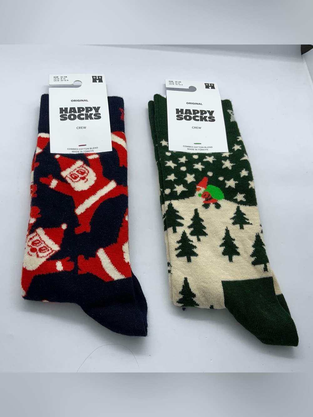 Happy Socks Navy, Red & Cream Holiday Crew Socks Duo